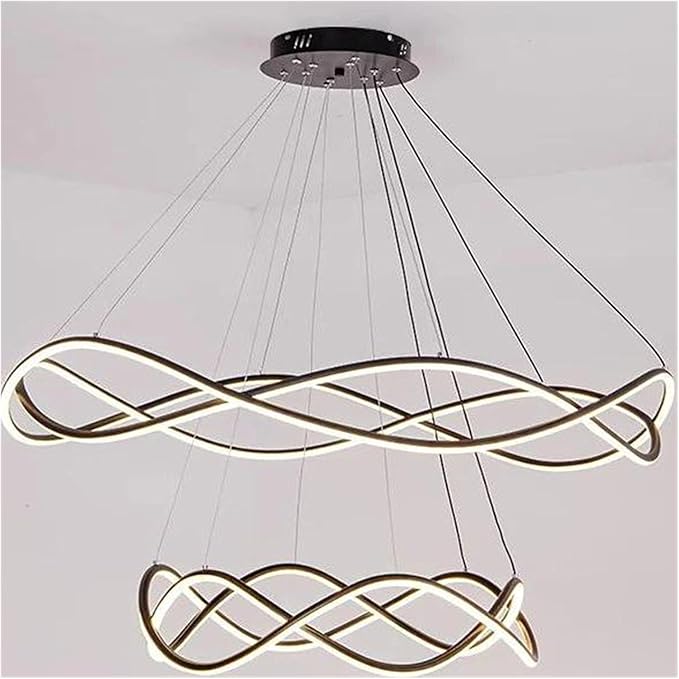 Modern Home Decor Led Lights Pendant Light Lamps for Living Room Chandeliers for Dining Hanging Indoor Lighting,Modern LED Chandelier(RC Remote dimming,Black-D100 60cm)