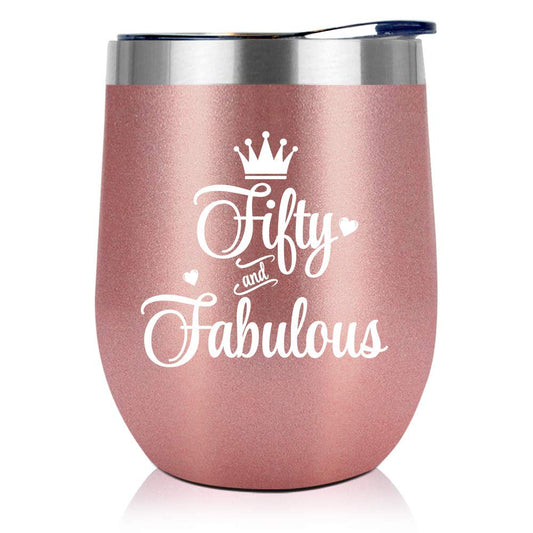 NewEleven 50th Birthday Gifts For Women, Her - 1975 50th Birthday Decorations - Gift For Women Turning 50-50 Year Old Gifts For Her, Mom, Wife, Friends - 12 Oz Wine Tumbler