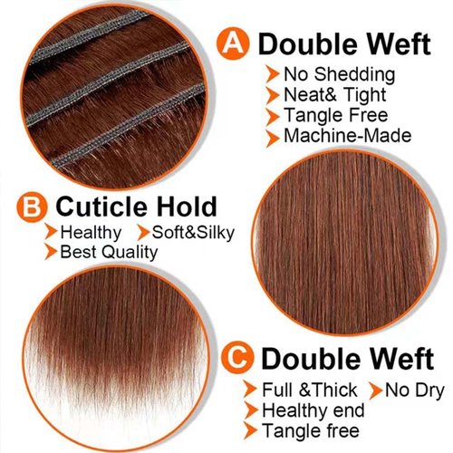 Giginger Bundles Human Hair 22 24 26 Inch Color 30 Light Brown Straight Bundles Human Hair Unprocessed Quick Weave Soft Sewn In Hair Extensions for Black Women