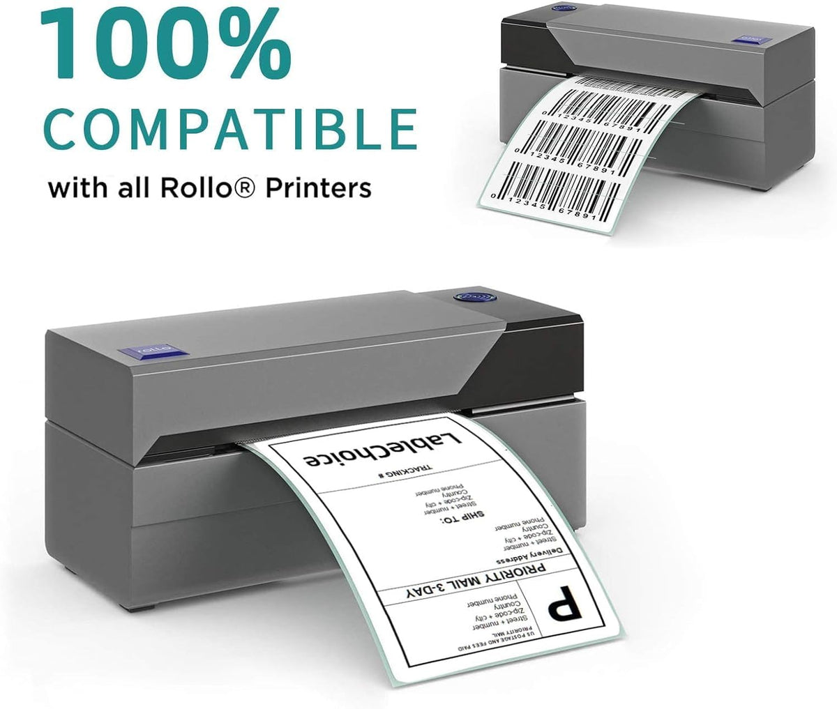 3"x2" Direct Thermal Labels for Zebra LP2844 GK420D ZD421 ZD420 Series, 12 Rolls 8400 Pcs 2x3 Waterproof Strong Adhesive Barcode Return Address Label Used with Rollo MUNBYN Desktop Printer