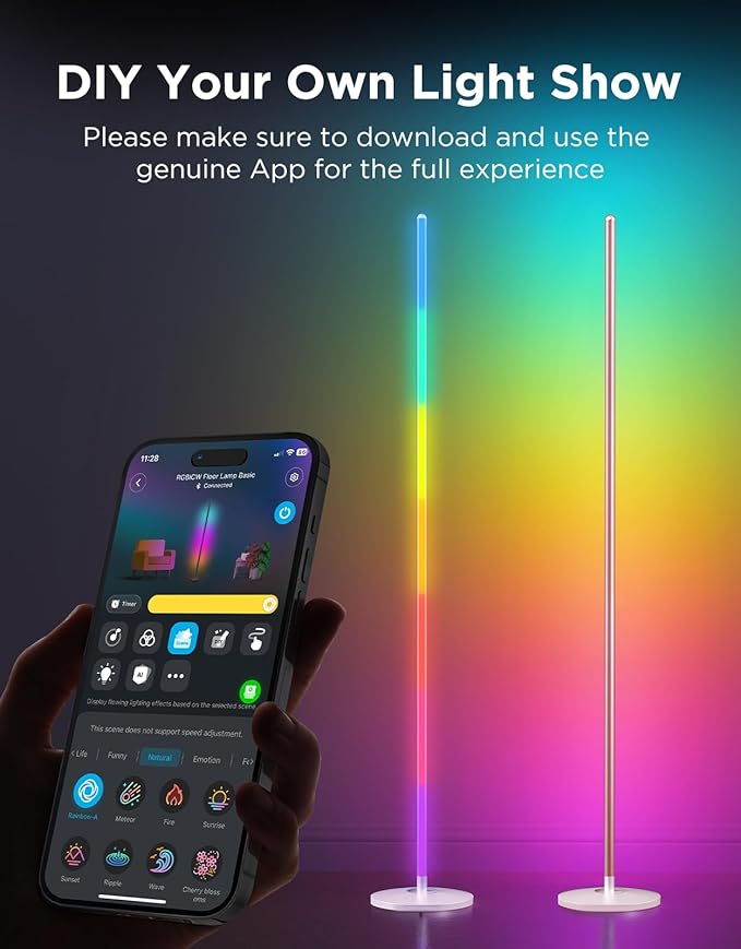 Govee RGBIC Floor Lamp Basic, LED Corner Lamp Works with Alexa, 1000lm Modern Floor Lamp with Music Sync and 16 Million DIY Colors, Color Changing Standing Lamp for Bedroom Living Room
