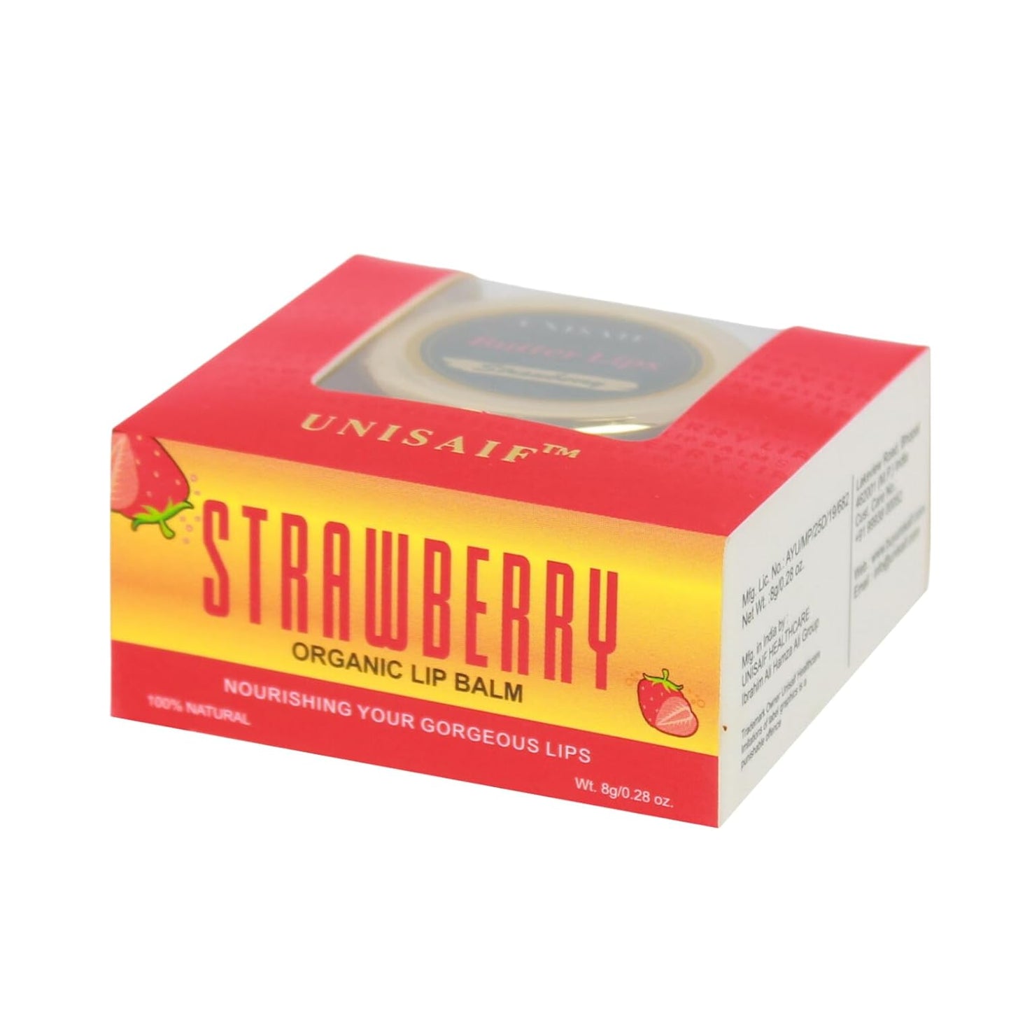Strawberry Lip Balm - Vegan Lip Balm Lip Brightening for Dark Lips | Best Lip Balm | Moisturizing Lip Balm | Best Lip Moisturizer for Very Dry Lips | Lip Balm Organic (0.28Fl oz 8g)