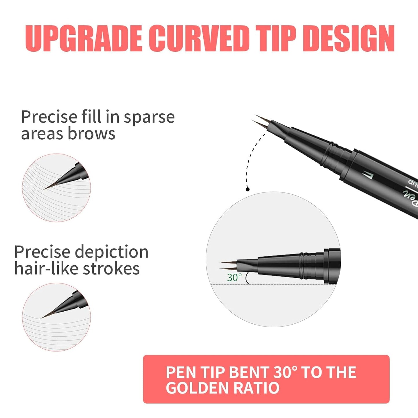 Eyebrow Pen, Microblading Eyebrow Pencil for Natural Hair-Like, Fast & Precise Faux Brow Pen with Double Brush Tip, Waterproof Long-Lasting, Filling Eyebrow Pencils for Women, Black Brown