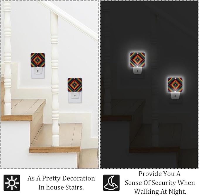 2 Pack Tribal Navajo and Native (1) LED Night Light Lamps for Baby, Nursery Light for Kids Bedroom