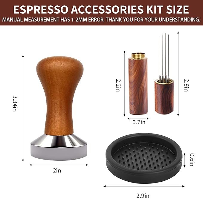 3PCS Espresso Accessories Kit,Espresso Tool Kit 51mm Coffee Tamper with Silicone Mat,WDT Tool Fits Espresso Coffee Machines and 51mm Portafilters,Barista Set for Kitchen,Coffee Store