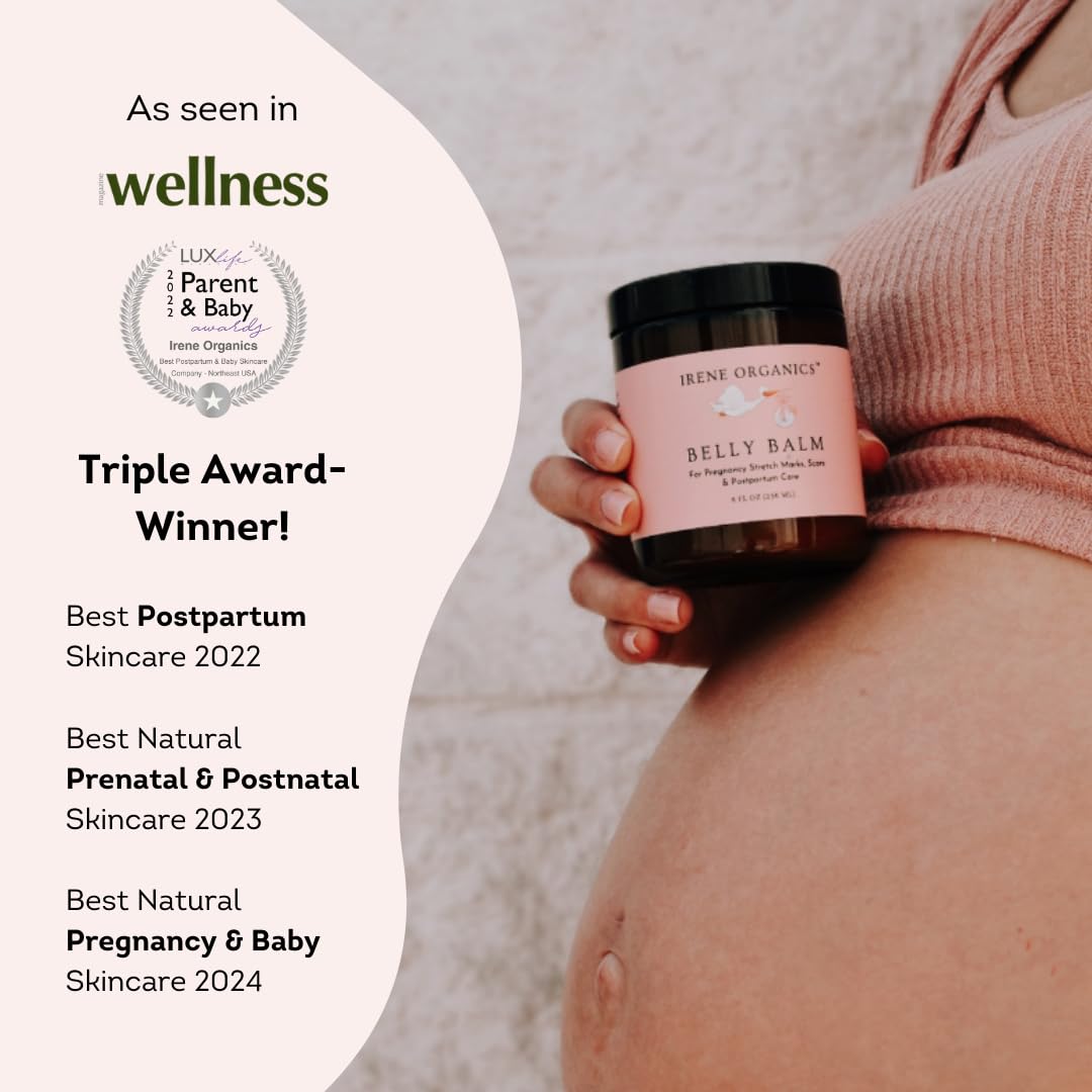 Organic Belly Butter for Pregnancy Stretch Mark Prevention and Treatment Award Winning Anti Stretch Mark Tummy Balm For Pregnancy and Postpartum 8oz - Hydrating Bump Cream