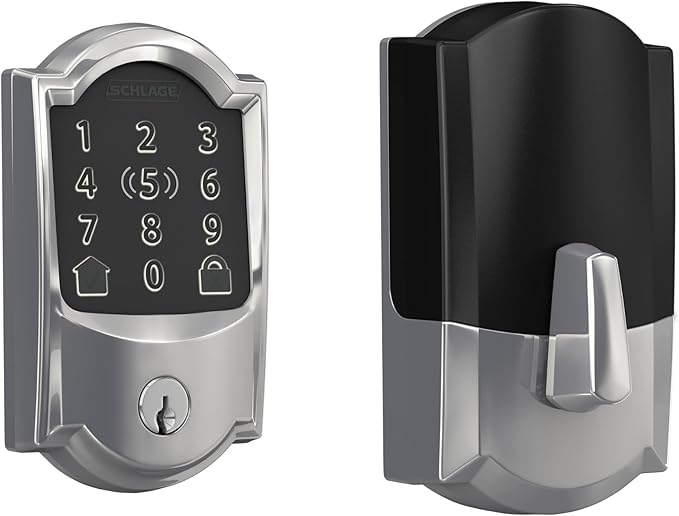 Schlage Encode Plus Smart Wi-Fi Lock for Front Door, Keyless Entry Deadbolt, Unlock with Apple Watch, Built-in WiFi and App Control, Easy Install, Alexa & Apple HomeKit Compatible, Bright Chrome