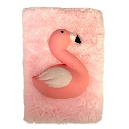 Pink Flamingo Cartoon Plush Notebook, A5 Slow Rebound Flamingo Journal Notepad Diary with 80 Lined Writing Pages, Student Cute Stationery, New Year Gift