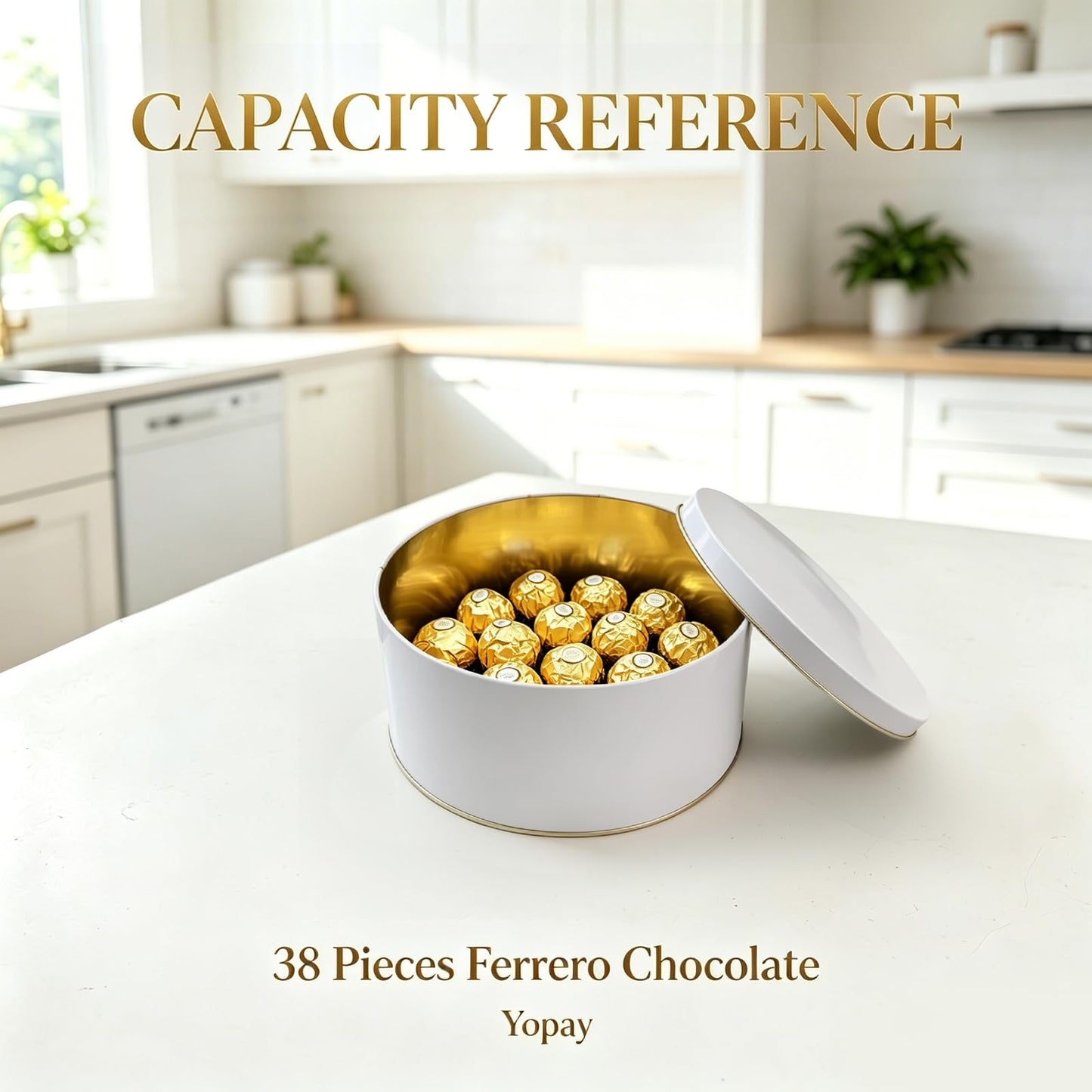 Yopay 3 Pack Cookie Tin with Lid, Round Sturdy Gift Tin, White Baking Cake Container for Storing Patisseries, Snack, Chocolate, Easter, Special Occasion, Holidays, 7" Wide by 3.2"" Tall"