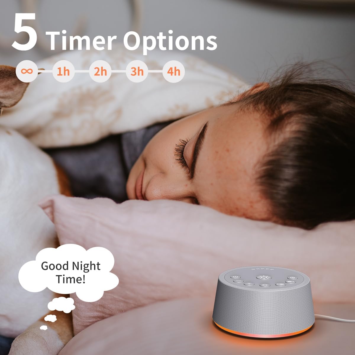 SoundLegend Sleep White Noise Sound Machines 32-Level Volume 30 Sounds 12 Colors Light 5 Timers Adjustable Light Brightness Compact for Everyone Travel Gift Memory Function