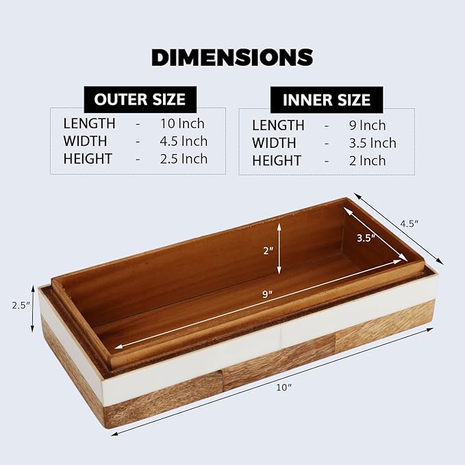 Handicrafts Home White Decorative Storage Box with Lid Wooden Coffee Table Storage Box Decorative Box Organizer for Living Room Home Decor – Resin Inlay Patisserie Delight Collection- 10x4.5x2.5