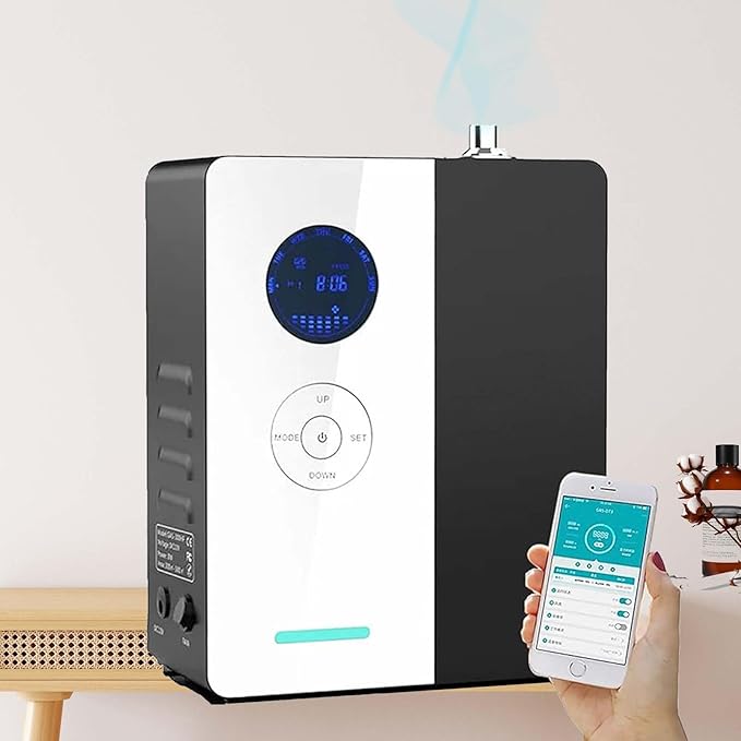Waterless Essential Oil Diffuser, Commercial Fragrance Diffuser for Hotel, 17657 Cu Ft Coverage, Smart Air Diffuser, 6.76 Oz, WiFi Bluetooth App Controlled Silent HVAC Aroma(White)