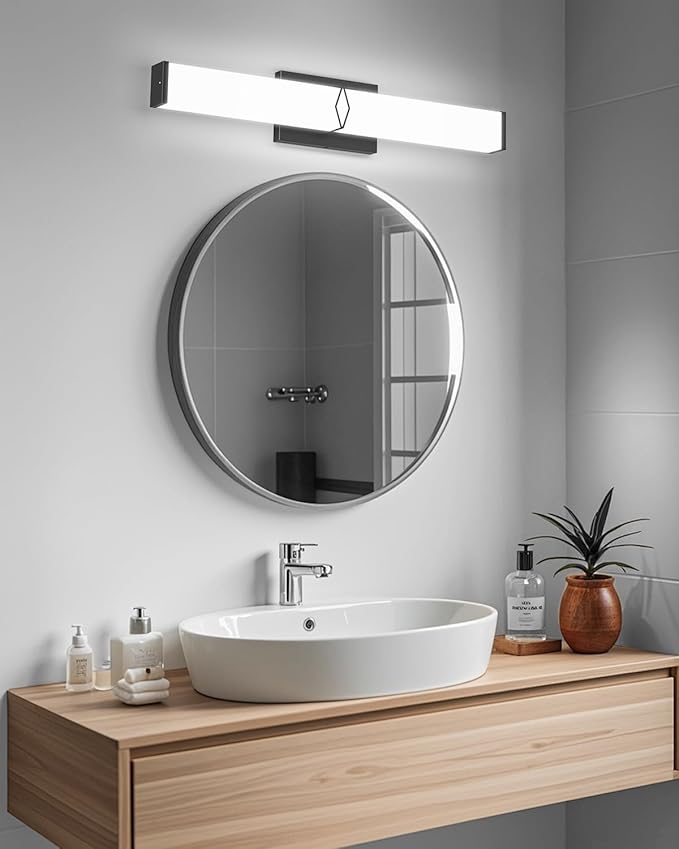 Bathroom Light Fixtures,Modern Dimmable Vanity Lights for Bathroom,15.75inch 20W 2000LM Black LED Vanity Lights Bar Over Mirror, LED Lighting Fixture 5700K Cool White ETL Certified