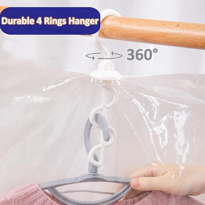 6 Hanging Vacuum Storage Bags for Clothes, 3 Jumbo & 3 Large Space Saver Seal Bags for Coat, Clear Garment Protector for Closet Wardrobe, Fit for Any Vacuum Cleaner, 53"x27.6" & 43.3"x27.6"