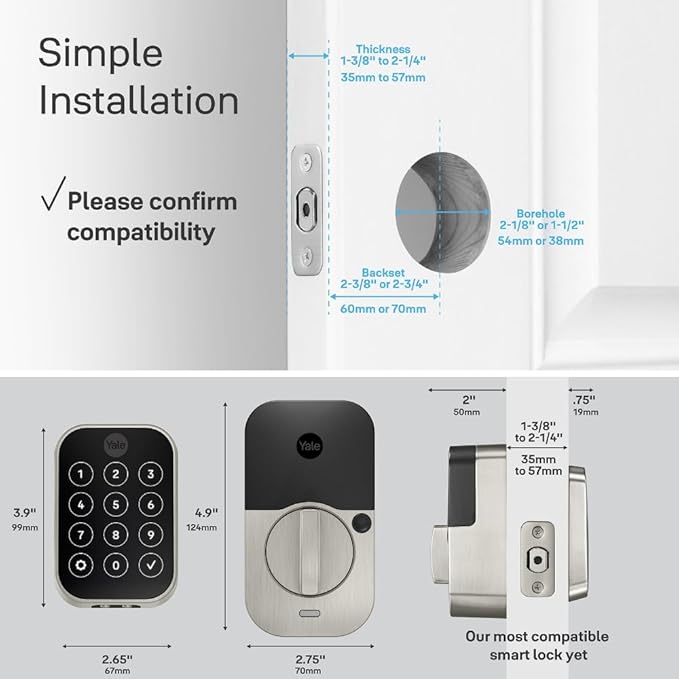 Yale Assure Lock 2 Touch Deadbolt, Black Suede Keyless Entry Door Lock with Touch Digital Keypad and Fingerprint Scanner, (No Wi-Fi), YRD450-F-BLE-BSP