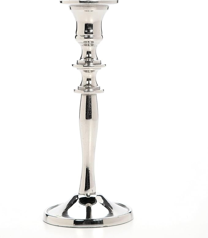 Hosley's 8" High Silver Finish Taper Candle Holder. Ideal Gift and Use for Weddings, Party, Spa or Aromatherapy