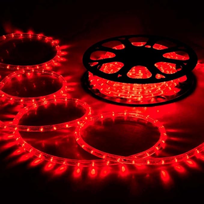 50ft LED Rope Lights Outdoor, 360 LED Connectable and Flexible Tube Lights with 8 Modes, Waterproof LED Rope Lighting for Garden, Patio, Pool, Bedroom, Party, Indoor Outdoor Christmas Decoration (Red)