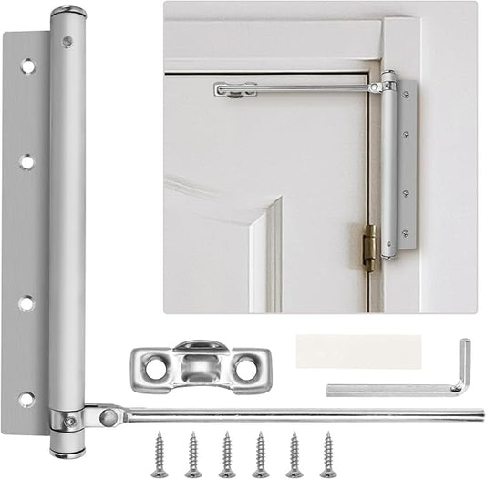 Automatic Door Closer Stainless Steel Soft Close Safety Spring Door Closer for Home Hotel with Screws, Brushed Nickel