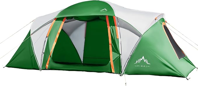 10 Person Family Tents for Camping Waterproof, Music Festival, Parties,2 Room Big Tent with 4 Large Mesh Windows, Double Layer, Easy Setup, Weather Resistant,18ft X 9ft X6.8ft