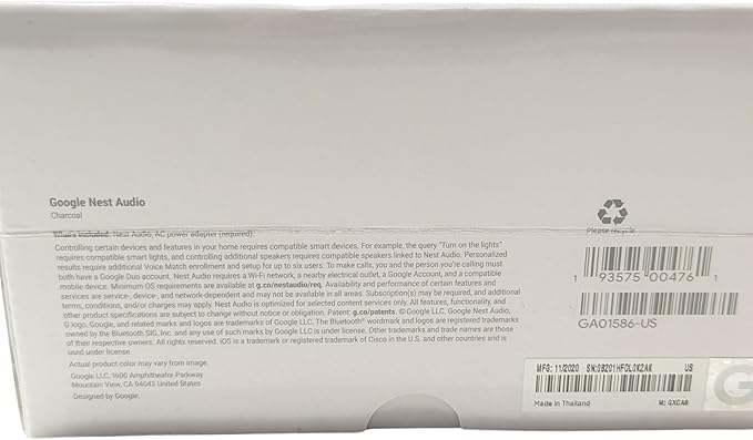 Google Audio Bluetooth Speaker - Wireless Music Streaming, Powerful Sound, Assistant Built-in, Wi-Fi and Bluetooth Connectivity, Smart Home Control, Stereo Pairing (Charcoal)