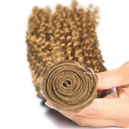Fabimiya 18 20 22 Inch Human Hair Bundles Honey Blonde 27# Jerry Curly Bundles Human Hair 100% Unprocessed Soft Sewn In Hair with Double Weft for Black Women