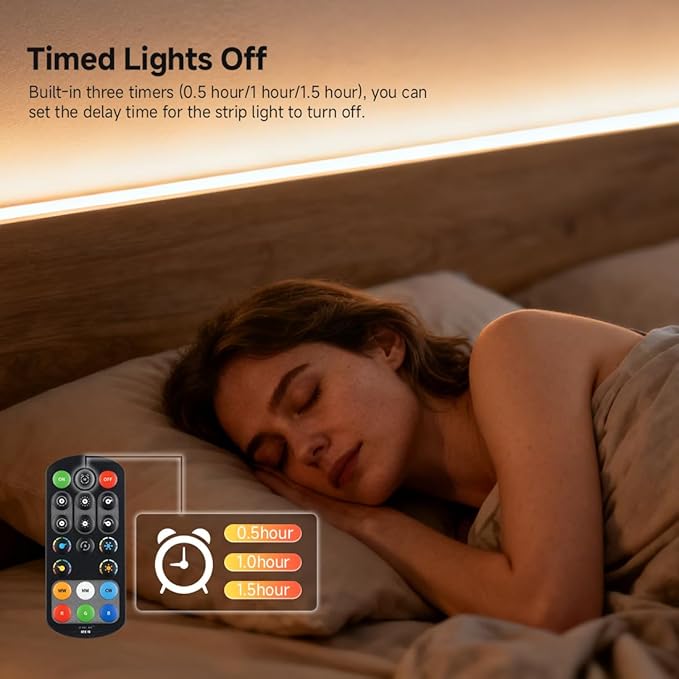 BTF-LIGHTING FCOB COB RGBCCT Color Changing LED Strip with Remote,UL Listed Flexible High Density DC24V 16.4FT RGB+Tunable White 3000K-6000K RF Remote Controller 12mm Width 3M Tape for Home Decor