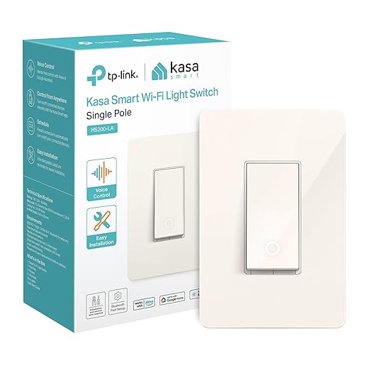 Kasa Smart Light Switch HS200-LA, Light Almond, Single Pole,Neutral Wire Required, 2.4GHz Wi-Fi Light Switch Compatible with Alexa and Google Home, UL Certified, No Hub Required