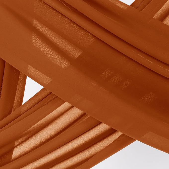 Socomi Wedding Arch Draping Fabric 1 Panel 29" x 19Ft Terracotta Sheer Chiffon Curtain Drapes 6 Yards for Wedding Ceremony Birthday Party Decoration