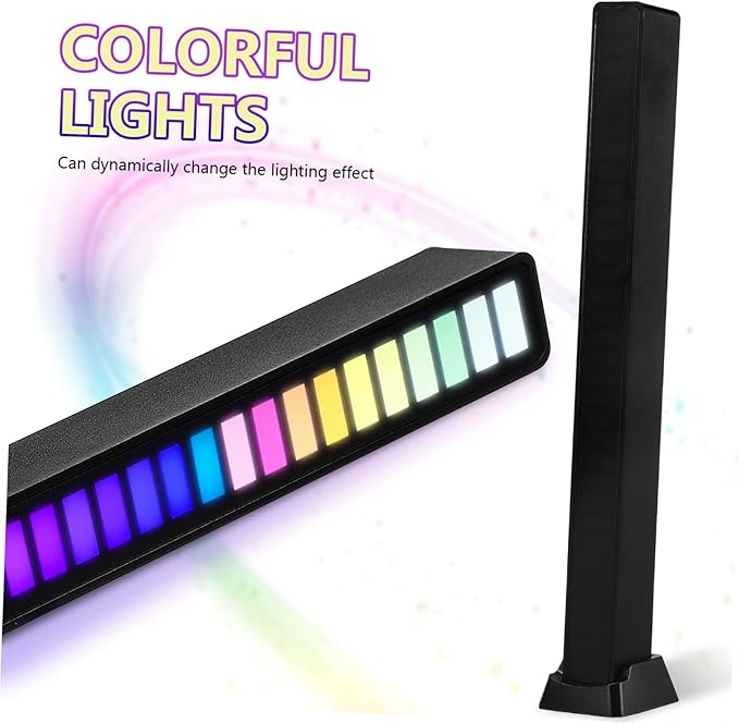 2-Pack RGB Rhythm Light Bars Rechargeable Sound Activated LED Lights for Ambient Lighting in Car and Bedroom Voice Activated Adjustable Brightness