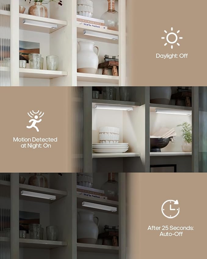 6 Pack Led Under Cabinet Lights Wireless with Charging Station, 7’’ Rechargeable Motion Sensor Light Indoor, Dimmable Closet Lights for Cabinets, Bookshelf, Stair, Hallway
