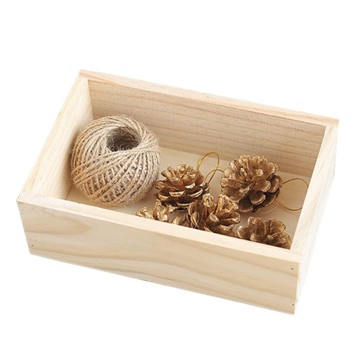 LONG TAO 2 Pcs 7.5" × 5"" × 2.4"" Natural Wooden Succulent Planter Plant Container Box Window Boxes Rectangular Flower Pot Storage Box for Indoor Outdoor Home Venue Decor"