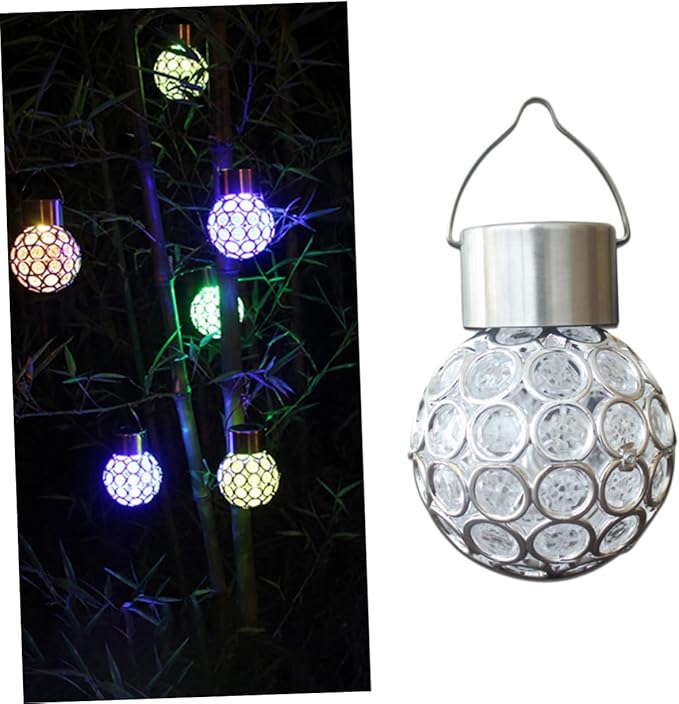 Mipcase 4PCS Solar Hanging Lamp Set Waterproof Decorative Lights for Outdoor Use Hollow Design Warm White Illumination for Gardens and Patios