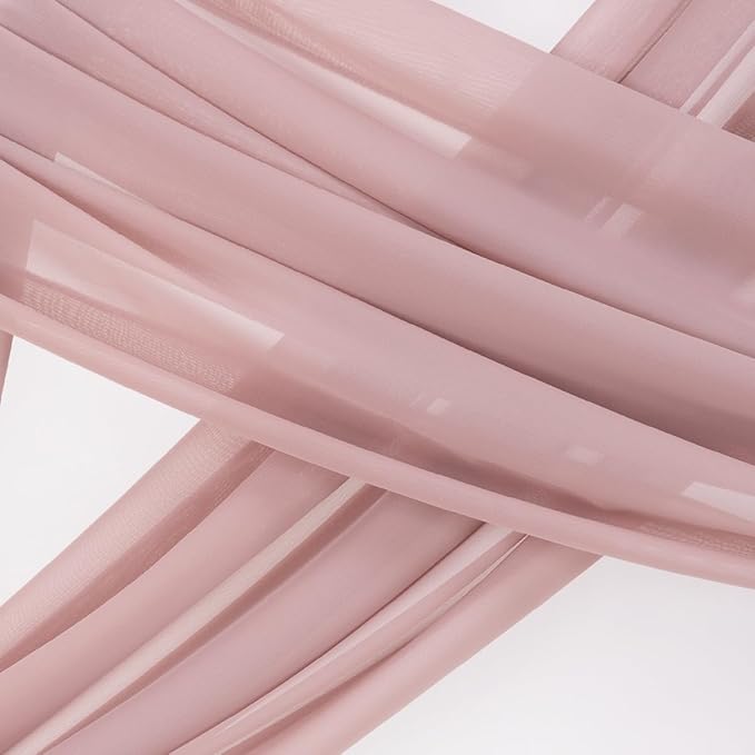 Socomi 29" x 19Ftt Wedding Arch Draping Fabric 2 Panels Dusty Rose Sheer Chiffon Curtain Drapes 6 Yards for Wedding Ceremony Birthday Party Decoration