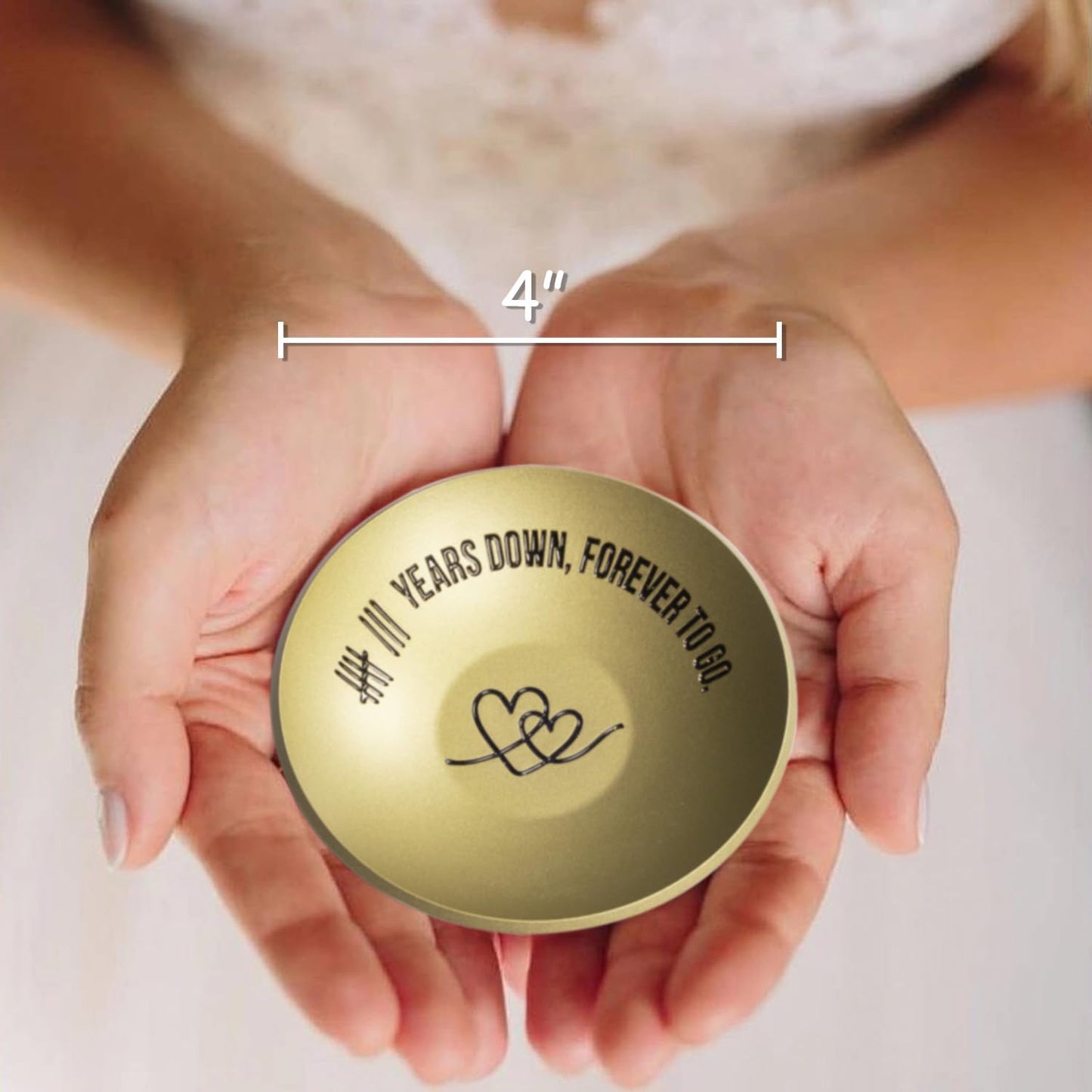 PuGez 8 Year Anniversary Bronze Gifts for Her/Him, 8th Wedding Anniversary for Wife Husband, 4" Ring Holder Dish Jewelry Tray - Unique Decoration Ideas Bronze Gift For Men Women Couple