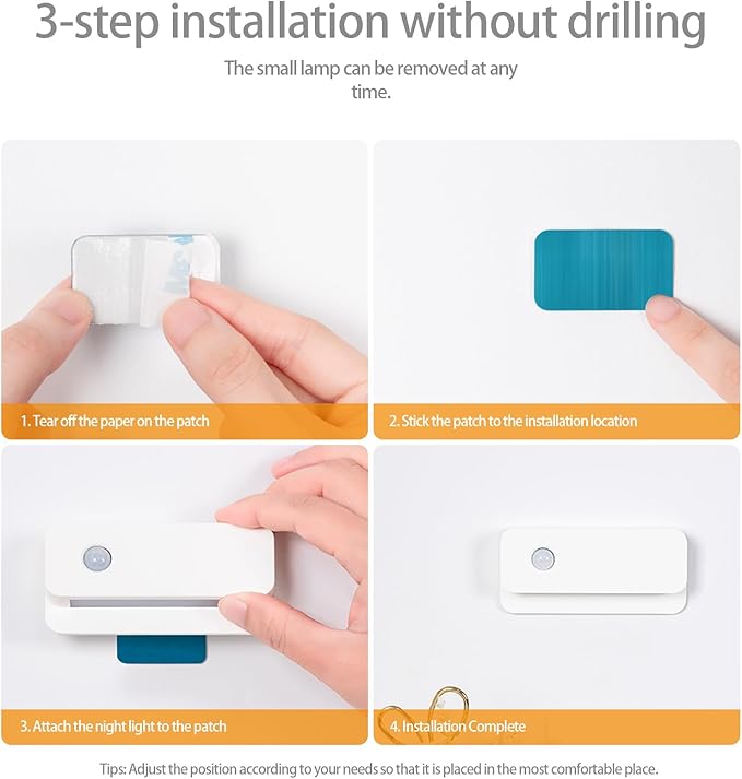 3 Pack Motion Sensor Night Light, Rechargeable Stair Lights Indoor, Warm White Motion Sensor Light Indoor, Battery Operated Night Light for Hallway, Stairway, Bathroom, Bedroom, Kitchen