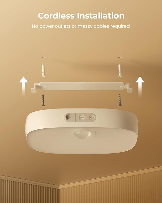 FULEN Shower Lights IP65 Waterproof, Motion Sensor Ceiling Light, Rechargeable Closet Light with 10000mAh Battery, LED Shower Lamp for Bathroom, Cordless Ceiling Lamp with RGB Colors, Remote Control