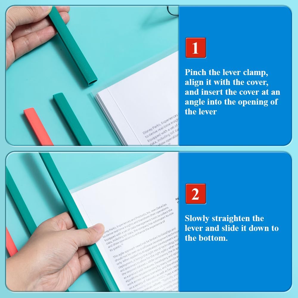 M&G 10 Pack Report Covers with Sliding Bar, 5mm Clear Report Covers for A4 and Letter Size Paper, 35 Sheet Capacity, Presentation File Folder Document Binder for School Office (Colored Sliding Bar)
