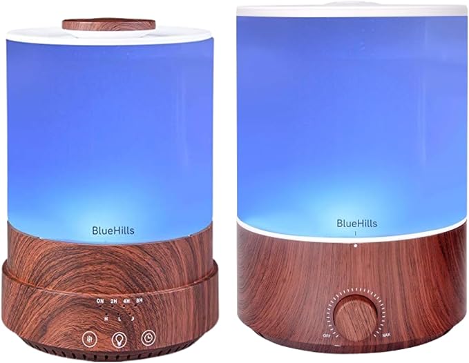 BlueHills Premium Set of Two Large 2500 ML and 4000 ML XL Essential Oil Diffusers Humidifier Combo for Large Room Home with Décor LED Lights Great Gift – Value Pack of Dark Wood Grain