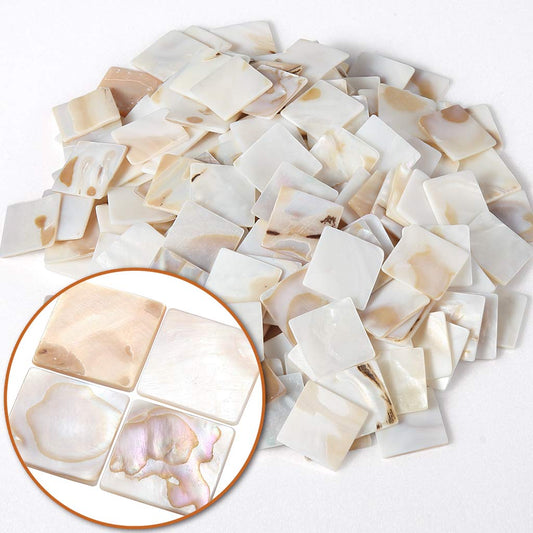 MDLUU 350Pcs Mother of Pearl Mosaic Tiles, Natural Shell Tiles, Square Mosaic Pieces for Home Decoration, Crafts, 0.8"(L) x 0.8""(W) x 0.078""(T)"