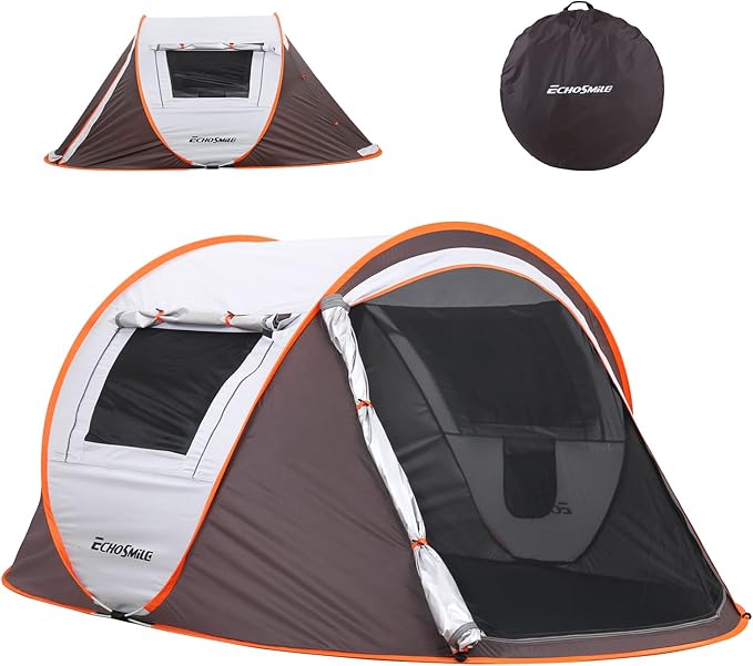 EchoSmile Camping Instant Pop Up Tent, 2/4/6/8/10 Person, Water Resistant Dome, Easy Setup for Camping Hiking and Outdoor, Portable with Carry Bag, 3 Season