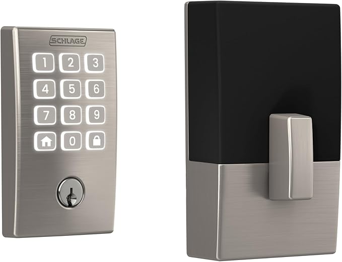 Schlage Arrive WiFi Deadbolt Smart Lock, Keyless Entry Door Lock with Century Trim, Satin Nickel, Compatible with Alexa and Google, BE459WB CEN 619