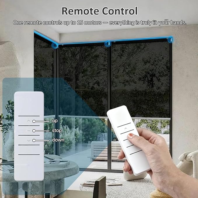 Wired Roller Shade Motor Kit with Remote Control, 35mm Electric Tubular Motor, High Torque Motorized Blinds Retrofit for Zebra, Roman Shades, 110V AC (6.0 N.m for Φ50mm (2") Groove Tube)