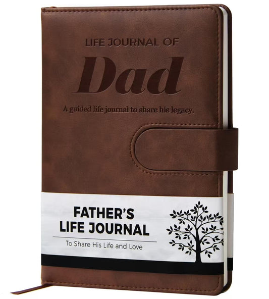 Dad I Want to Know Your Life Story Leather Journal (Hardcover) - Tell Me Your Story Dad Book - A Meaningful Keepsake for Husband to Share His Story - Dads Fathers Day Birthday Gifts from Daughter Son (Brown)