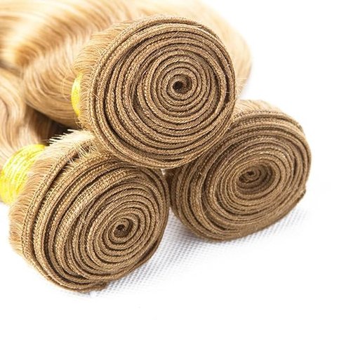 Giginger Bundles Human Hair P27/613 Blonde Deep Wave Human Hair Bundles 16 18 20 Inch Highlight Honey Blonde Unprocessed Quick Weave Soft Sewn In Hair Extensions for Black Women