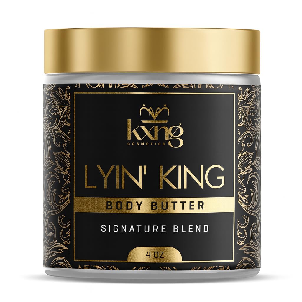 KXNG Cosmetics, Body Butter, Organic Skin Care for Men and Women, Body Moisturizer Lotions and Creams, Raw Shea Butter, Cocoa Butter, Mango, Coconut Oil, Hand, Foot, All Skin Types (Lyinâ King)