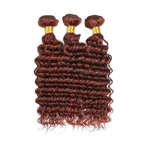 Giginger Bundles Human Hair 16 18 20 Inch Reddish Brown Deep Wave Bundles Color 33 Human Hair Deep Wave Unprocessed Quick Weave Soft Sewn In Hair Extensions for Black Women