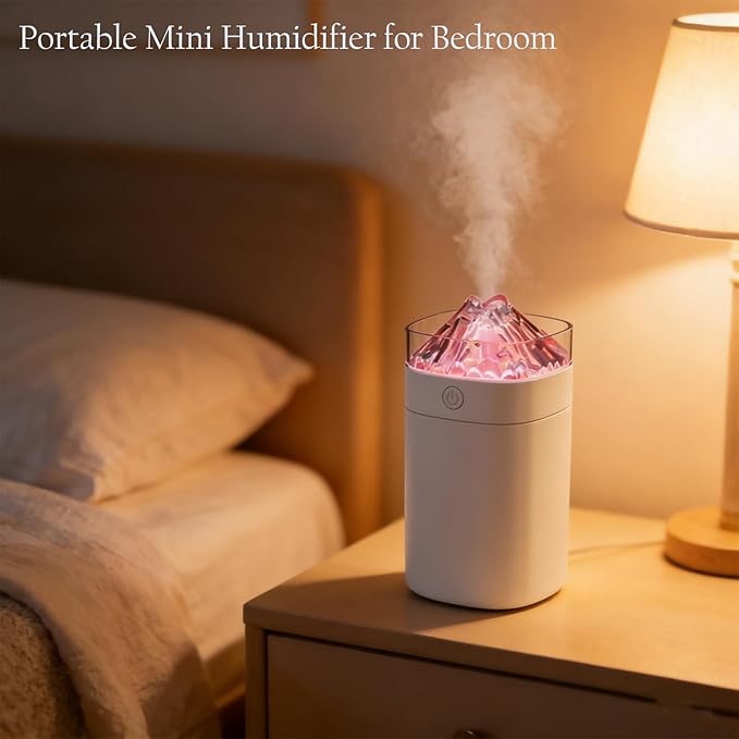 Portable Mini Cool Mist Humidifier, 400ml Ultrasonic Humidifier with 7 Color Night Lights, 2 Mist Modes, 10-20 Hours Runtime, Ultra-Quiet for Bedroom, Nursery, Office, Car, USB Powered (White)