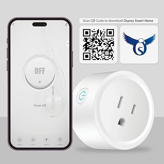Osprey Smart Plug, Wi-Fi Outlet Socket, Compatible with Alexa and Google Home, Automate APP, Timer Function, Voltage Measurement Function, 2.4GHz Wi-Fi Only, No Hub Required, 16A (2 pcs)