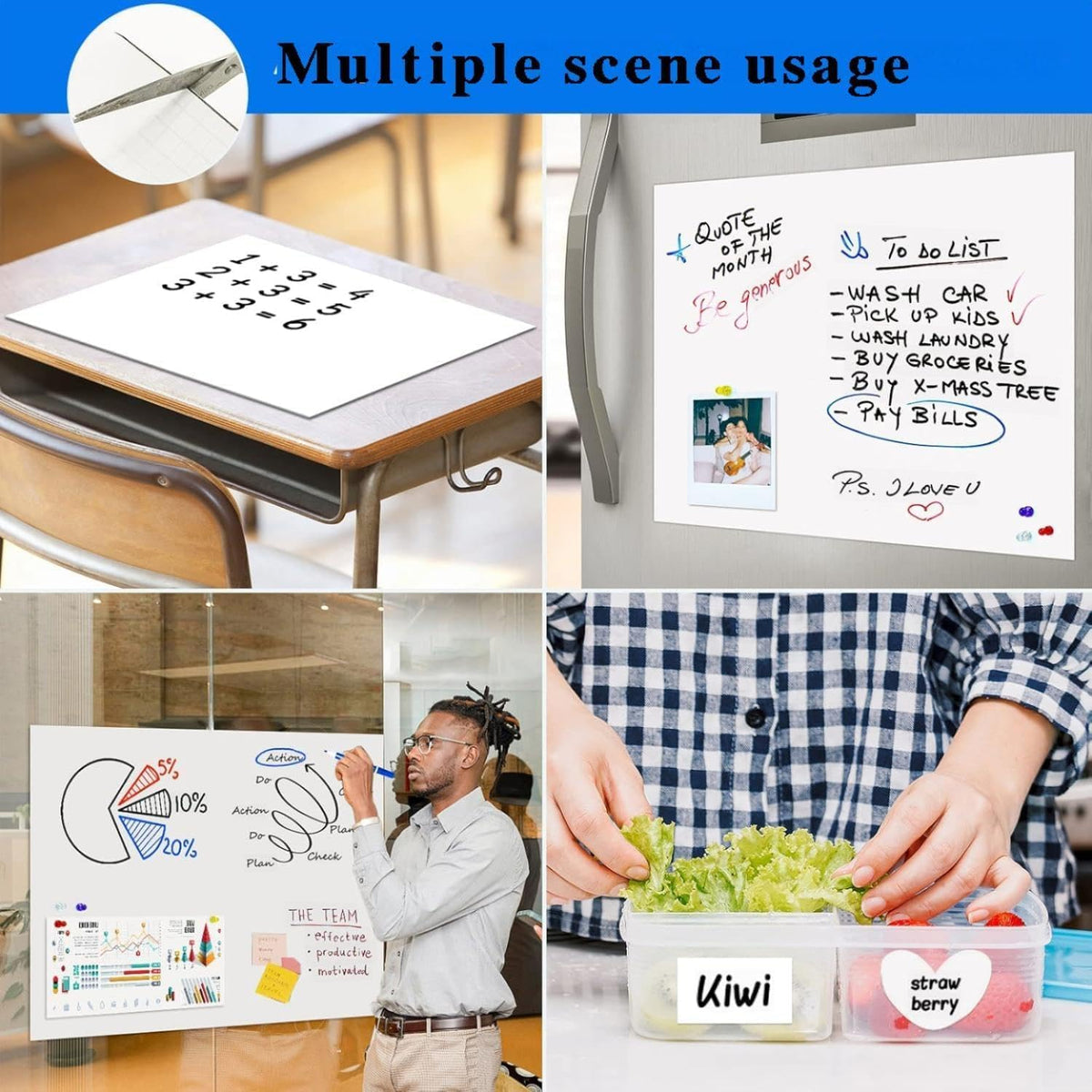 Magnetic Whiteboard Contact Paper, 30" x 40" Stick on Magnetic Dry Erase White Board Sticker on Wall, Easy to Write for Drawing, School, Office, Kitchen Fridge