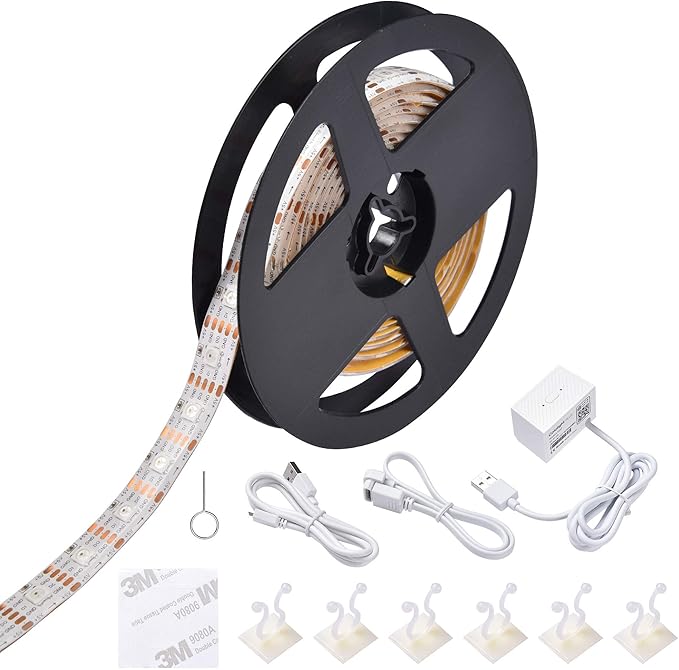 AW 6.6ft LED Strip Light Kit APP Control Music Sync Color Changing Wifi Smart 120 LEDs Ambient Lamp Compatible with Alexa & Google Assistant for Bedroom Gaming Room